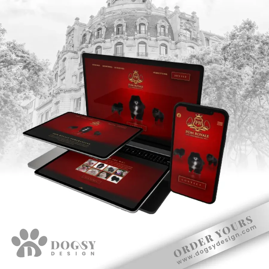 Kennel website on laptop and phone